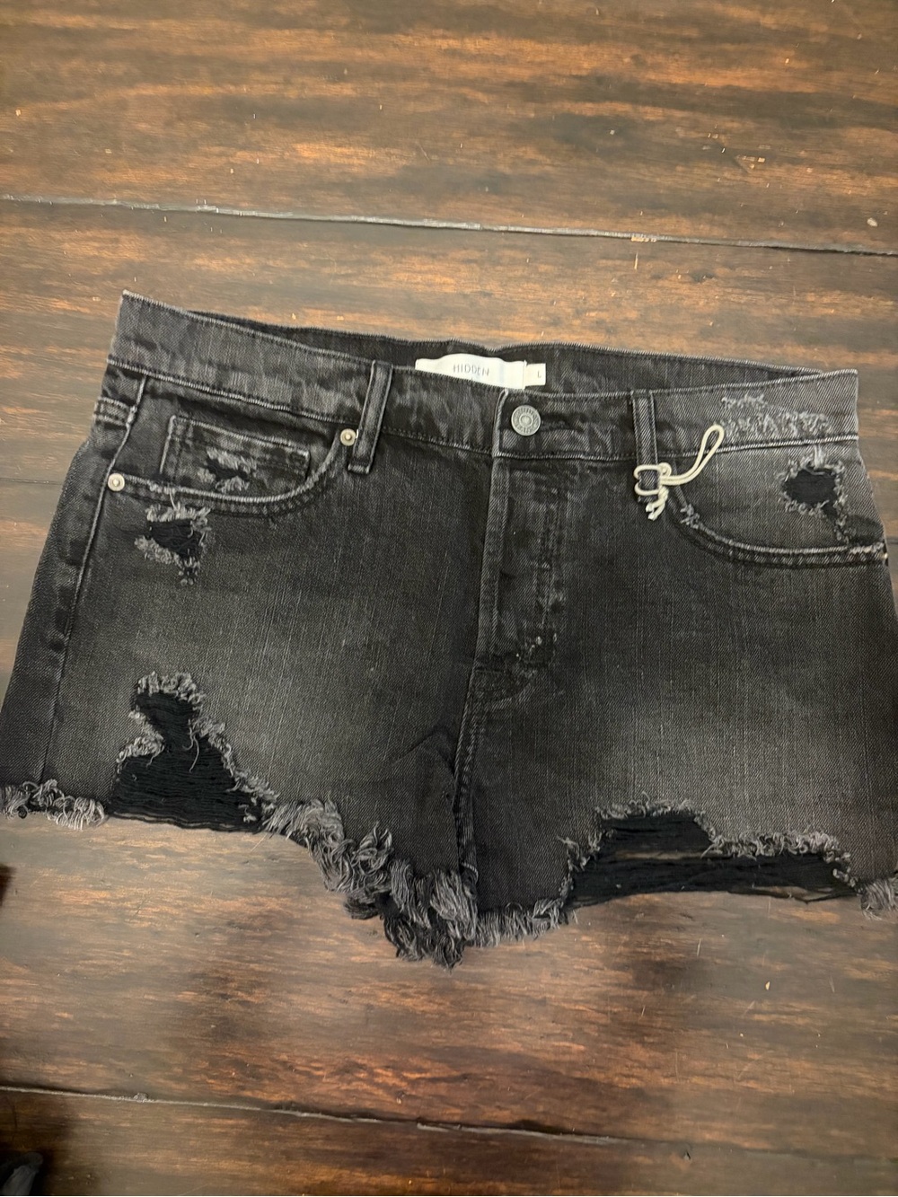 Hidden Black Distressed High-Rise Denim Shorts size large (29/30)